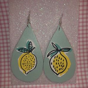 🍋HANDMADE BABY BLUE & LEMON EARRINGS🍋